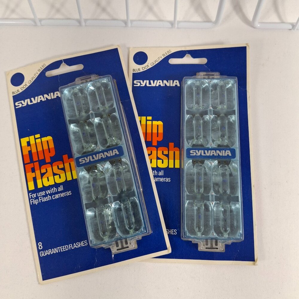 Two Pkgs Vintage Sylvania Flip Flash Blue Dot Quality Bulbs ~ Original Packaging